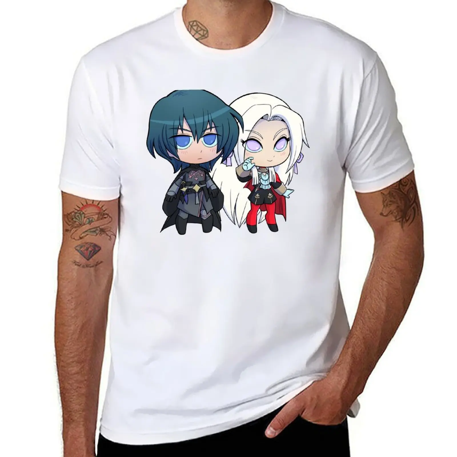 

Byleth (M!Byleth) and Edelgard - Fire Emblem Three Houses - Chibi Cuties T-Shirt cotton t shirt man t shirts with prints T-Shirt