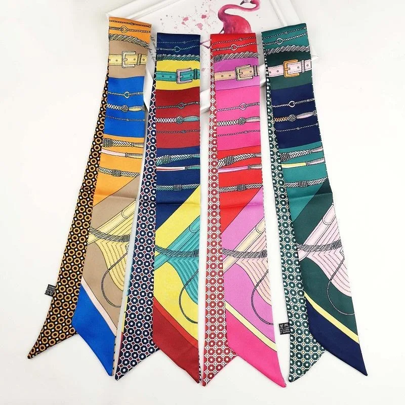 

Женский декоративный шарф Four Seasons с принтом на поясе, саржевый дизайн, сумка с ручкой, лента, галстук, европейский популярный подарок