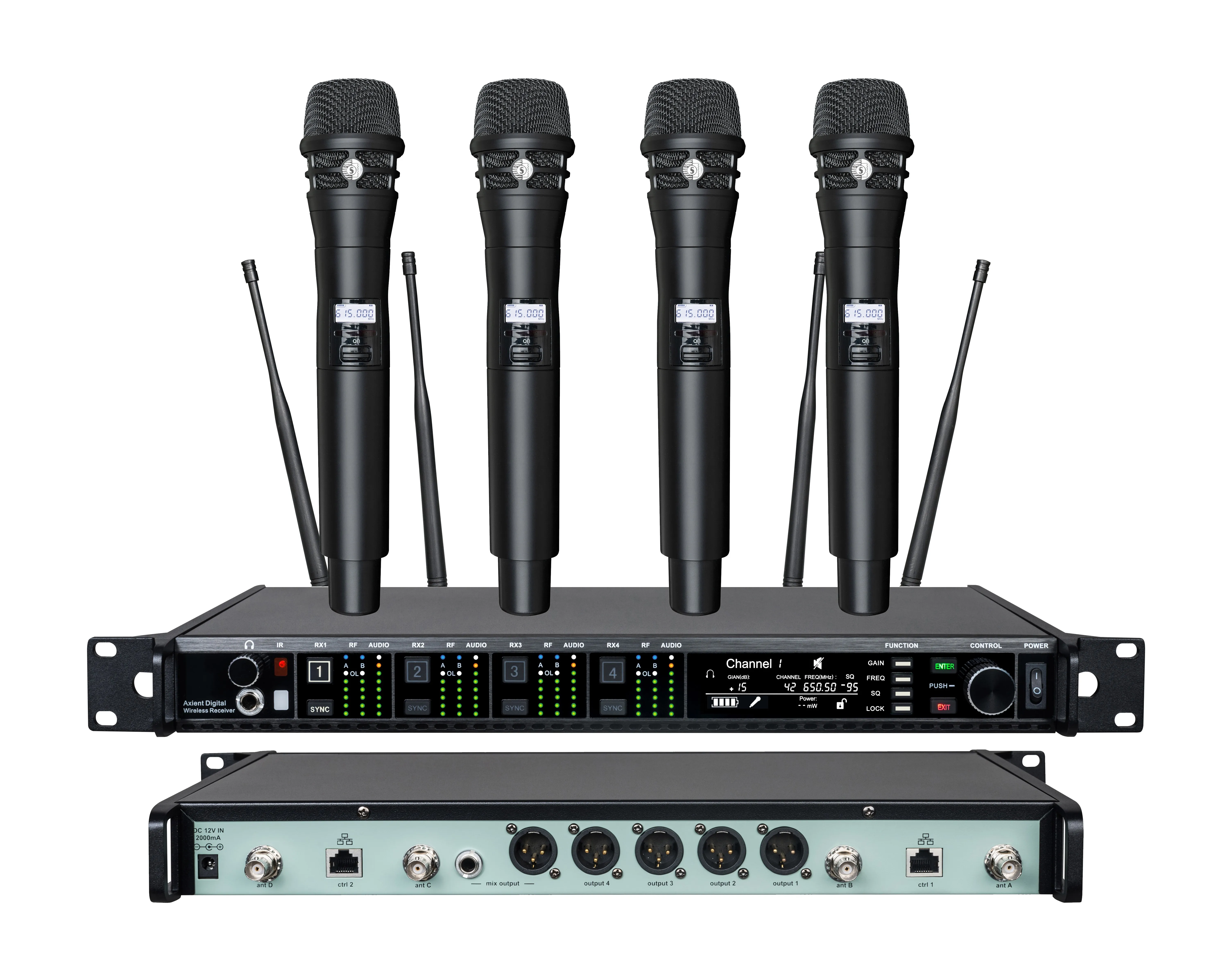 

AD4Q Professional Wireless Microphone 4 Channel UHF 470-940mhz Studio Microphone for Shure Microphones
