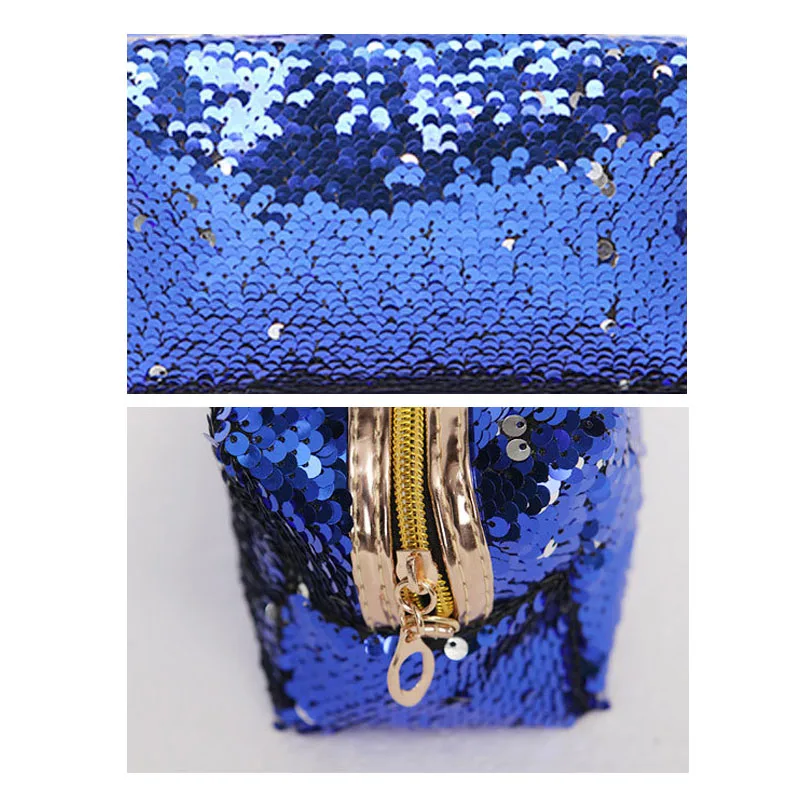 New Fashion Sequin Glitter Portable Cosmetic Bag Organizer Holder Small Makeup Travel Storage Beauty Wash Zipper Women Girl Box