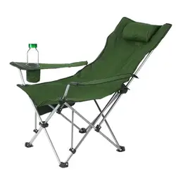 Folding Lounge Chairs Portable Camping Loungers Chair Adjustable Lounge Chairs With Footrest Headrest Cup Holder Leisure Chair