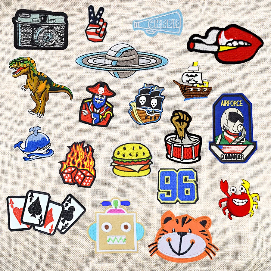 Random Boy Patches for Clothing Mixed Cartoon Car Aircraft Animal Applique Patch Iron on Embroidered DIY Clothes Sew Accessories