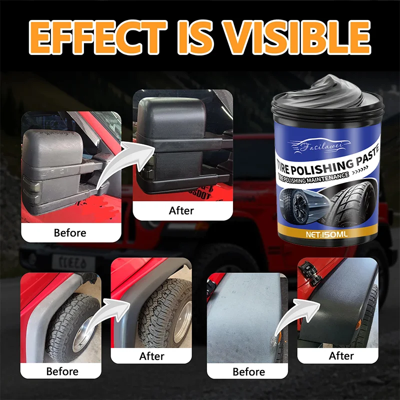 Good Car Tire Shine Wax - Long-Lasting Gloss Enhancer for Plastic Parts, Anti-Aging Protection, Fit for All Vehicles Application view 5