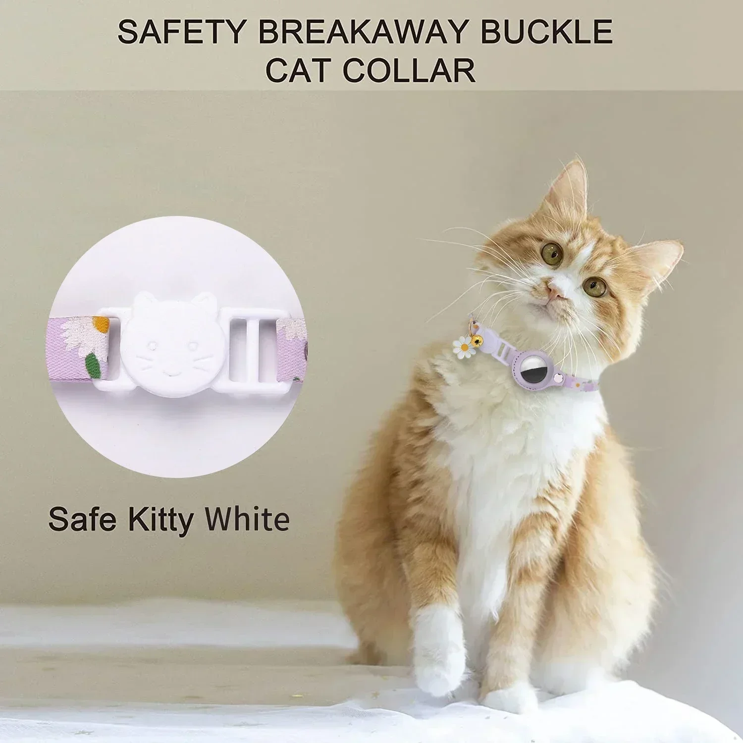 Lovely Aritag Protective Case Anti-Lost Cat Collar Adjustable Kitten Collar with Bell Light Weight Puppy Necklace Pet Supplies