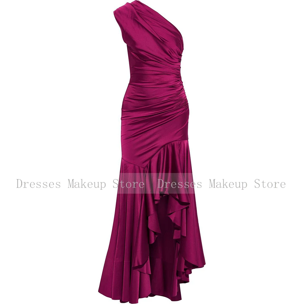 Robe de Soirée Sirène Bordeaux pour Femme, Tenue Longue à Volants, Hi-Lo, en Fibre, Sexy, pour Bal de Promo