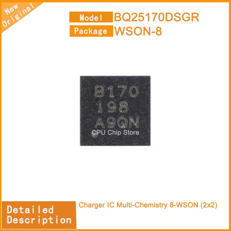 10Pcs/Lot  New Original  BQ25170DSGR BQ25170  Charger IC Multi-Chemistry 8-WSON (2x2)