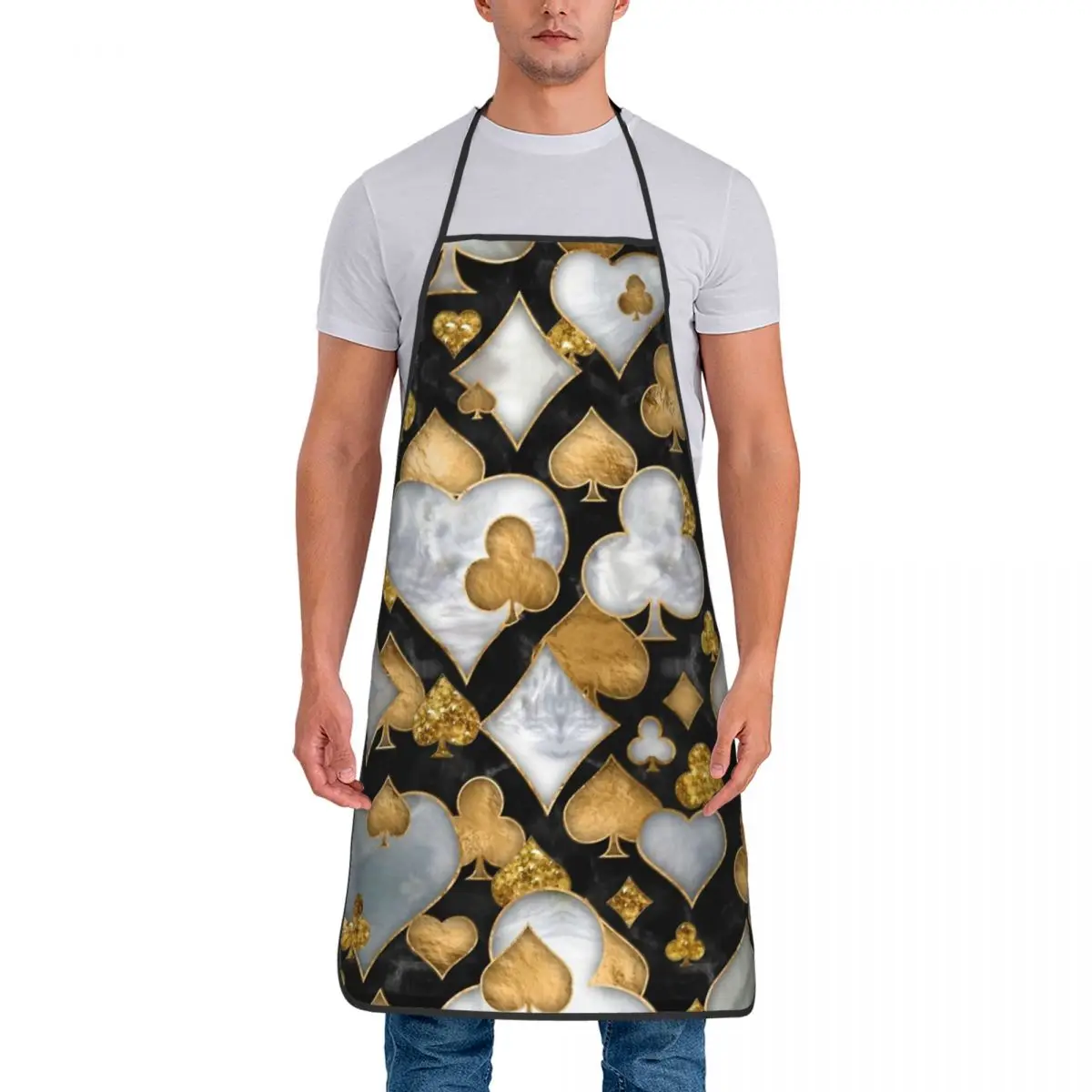 Custom Bib Card Suits Symbols Aprons for Men Women Unisex Adult Chef Kitchen Cooking Card Class Tablier Cuisine Painting