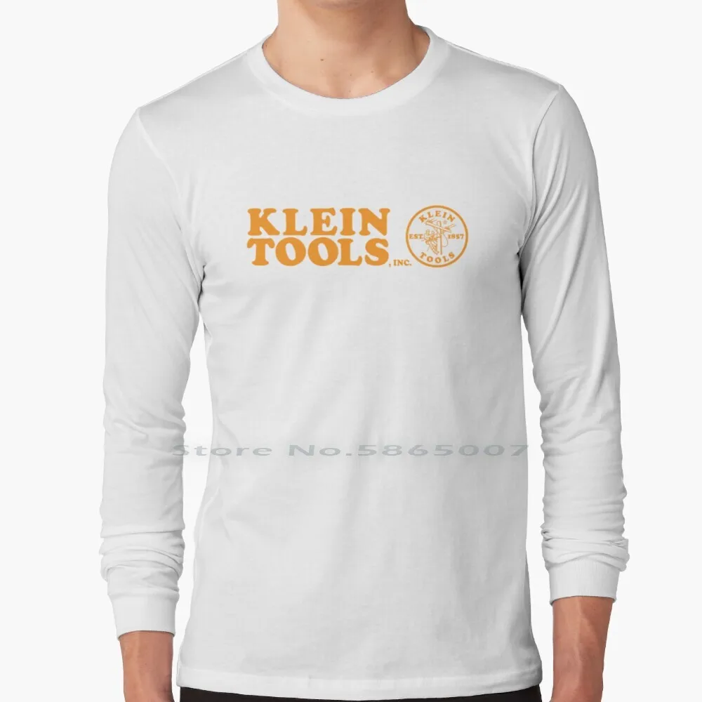 Klein Tools-Est . 1857 Logo ( Orange ) 100% Cotton Long Sleeve T Shirt Klein Tools Electrician Sparky Tradesman Hard Builder