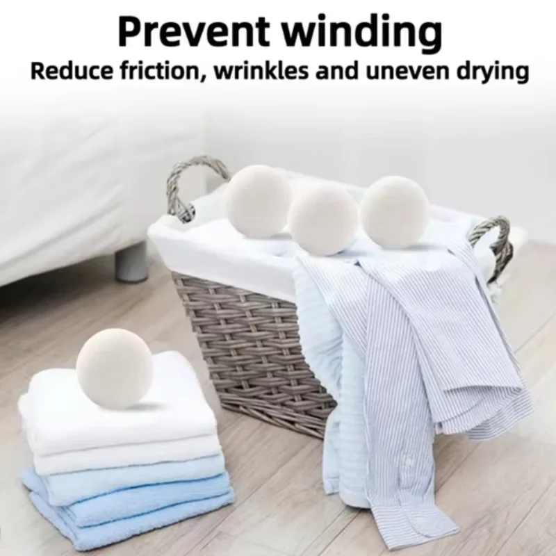 ウール乾燥ボール 再利用可能 天然柔軟剤 洗濯機用アクセサリー 家庭用洗濯 4/5/6cm フリース乾燥ボール