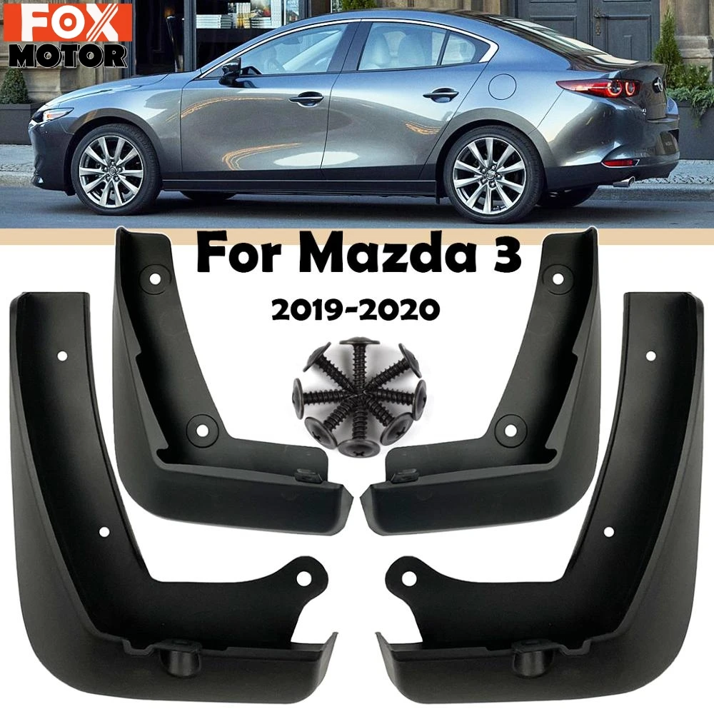 Set Molded Mud Flaps For Mazda 3 Mazda3 BP 2019 2020 2021 23 Mudflaps Splash Guards Mud Flap Mudguards Fender Front Rear Screws