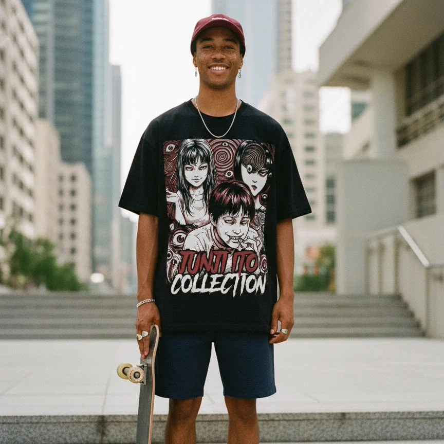 Junji Ito Horror Manga Tomie Souichi Graphic Tee Cotton Mens Womens T-Shirt Summer Streetwear
