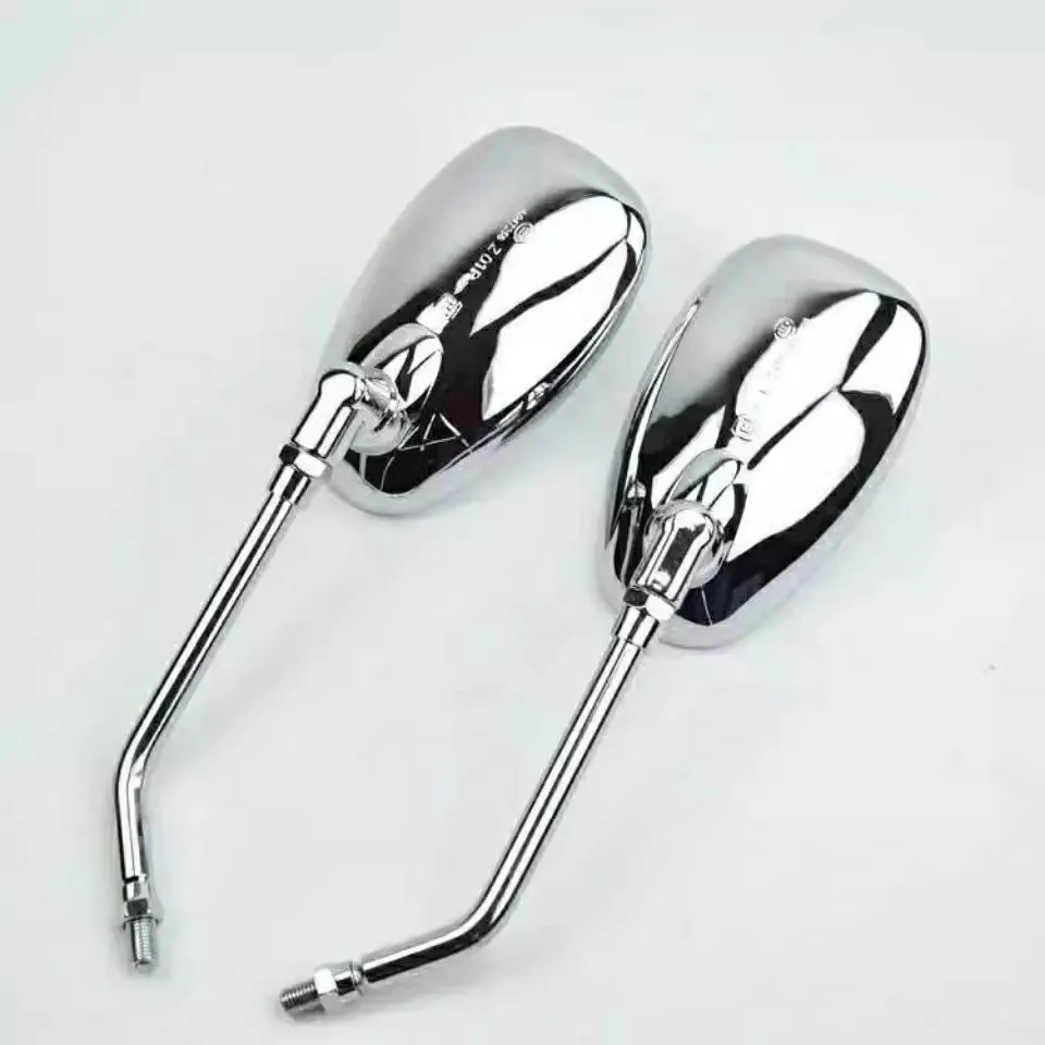 

1 Pair of Decoration Chrome Motorcycle Side Mirrors for 100cc-600cc Scooter Modified Universal 10mm Silver Rear View Mirror