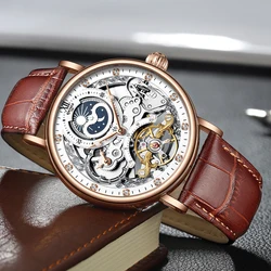 Kinyued Luxury Brand Men Watch Skeleton orologio da polso meccanico da uomo impermeabile orologio automatico in acciaio inossidabile per regalo uomo