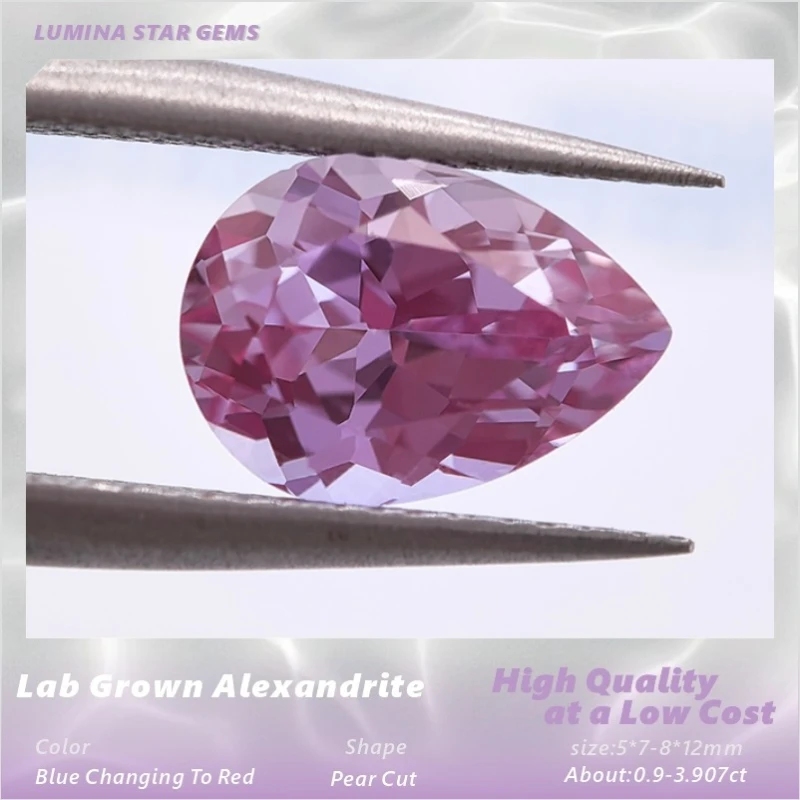 

Lab Grown Alexandrite Gemstone Purple Pear Shape Beads Charms for DIY Jewelry Making Materials Lab Grown Sapphire Alternative