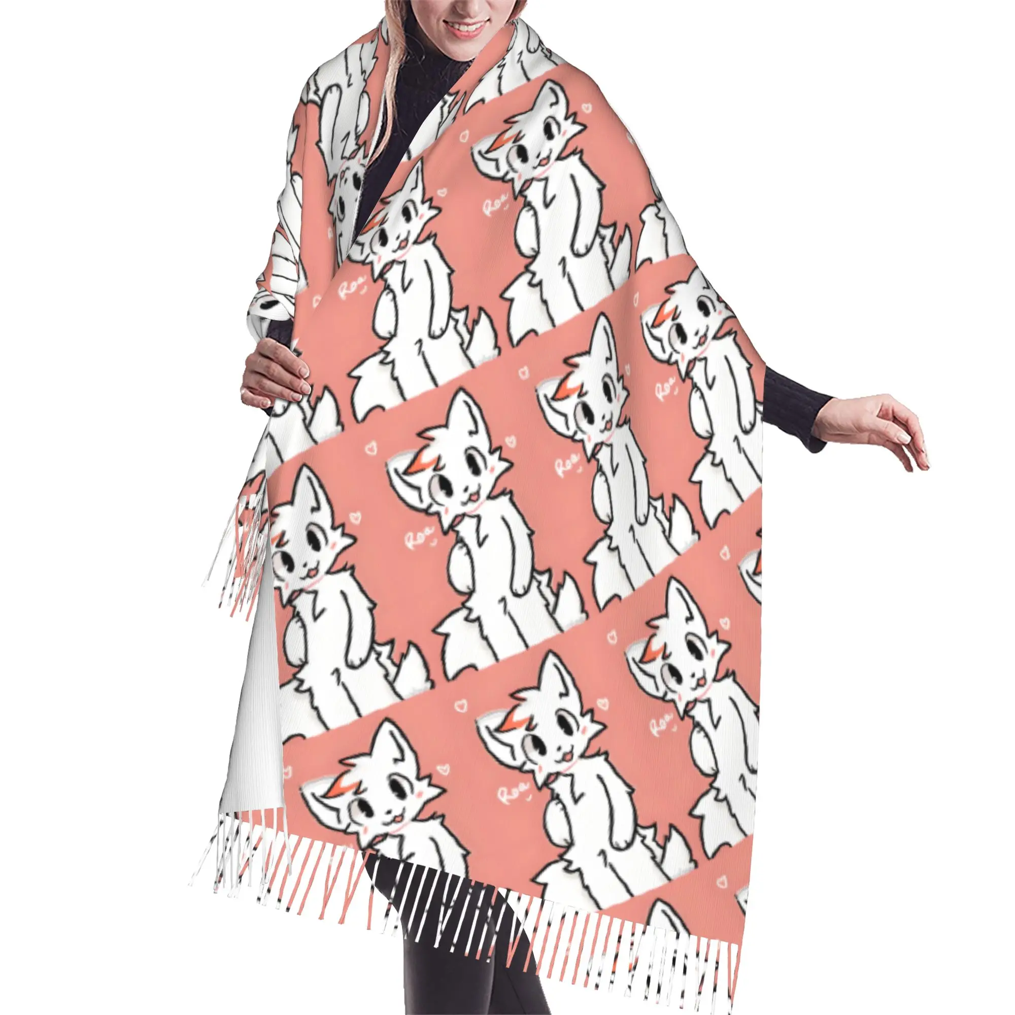 Custom Print Boykisser Silly Cat Scarf Women Men Winter Fall Warm Scarves Cute Cartoon Shawl Wrap
