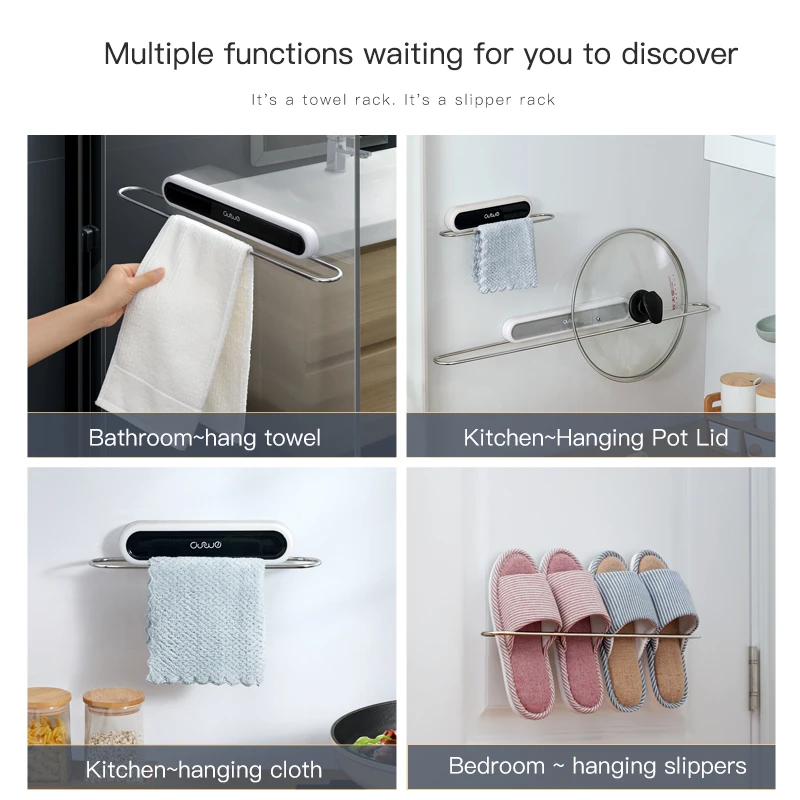 Toilet Towel Rack Towel Bar Bath Towel Holder Suction Wall-mounted Bathroom Shelf Free Punching Toilet Pendant Storage Rack