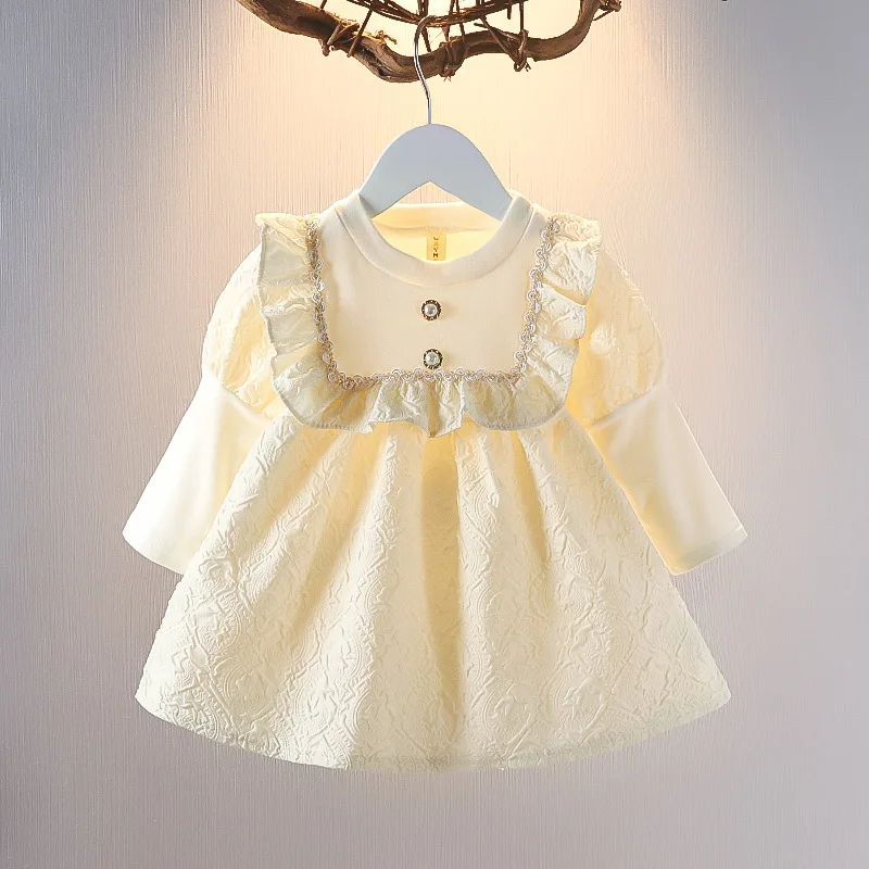 Spring Newborn Girls Clothes Korean Cute Princess Long Sleeve Cotton Baby Birthday Dress Toddler Dresses Kids Clothing BC622