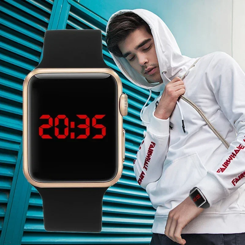 Relógios digitais das mulheres dos homens eletrônico quadrado led esporte relógio de pulso moda casual simples silicone feminino reloj para mujer