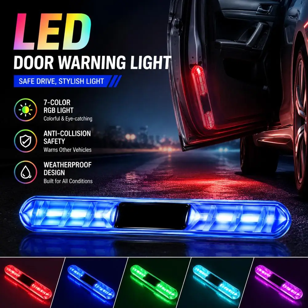 Magnetic Sensor Car Door Light: Automatic Wireless Warning Lamp, LED Emergency Strobe, Anti-Collision Signal for All Cars