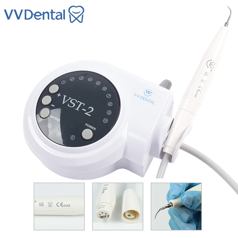 VVVDental เครื่องขัดฟันอัลตร้าซาวด์พร้อมด้วยมือจับและปลายที่ทำความสะอาดแคลคูลัสทำความสะอาดช่องปากและฟันไฟฟ้า5ปลาย