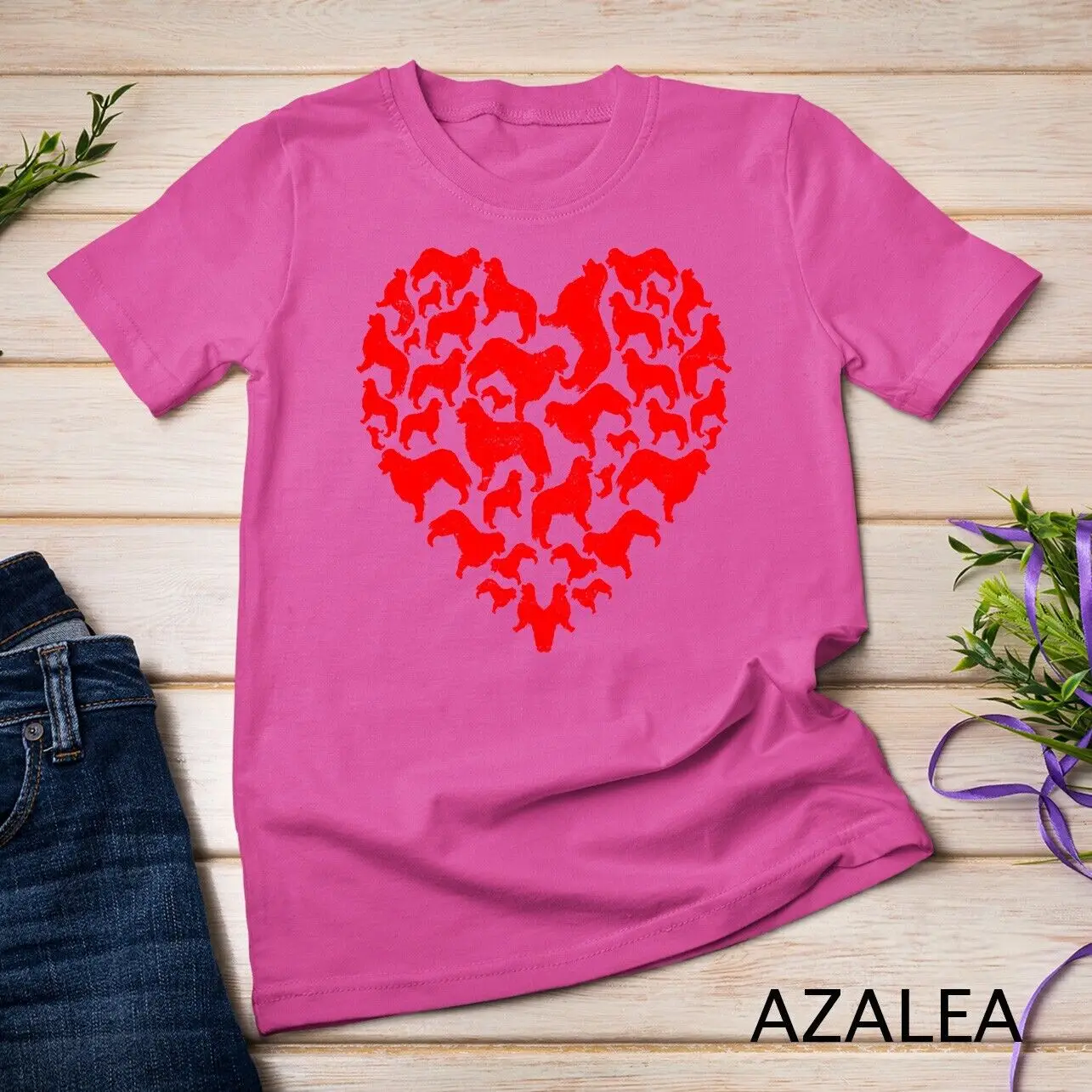 Valentines Matching Couple Love Hearts Bernese Mountain Dog Unisex T-shirt