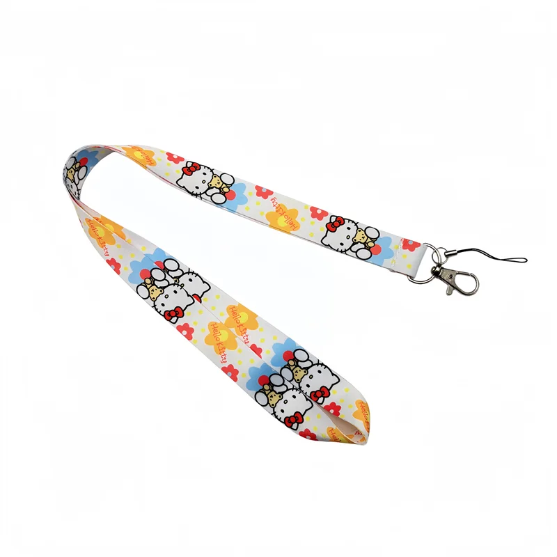 Sanrio Hello Kitty Cartoon Keychain ID Badge Hanging Rope Cute Cat Phone Neck Strap with Keyring Phone Accessories