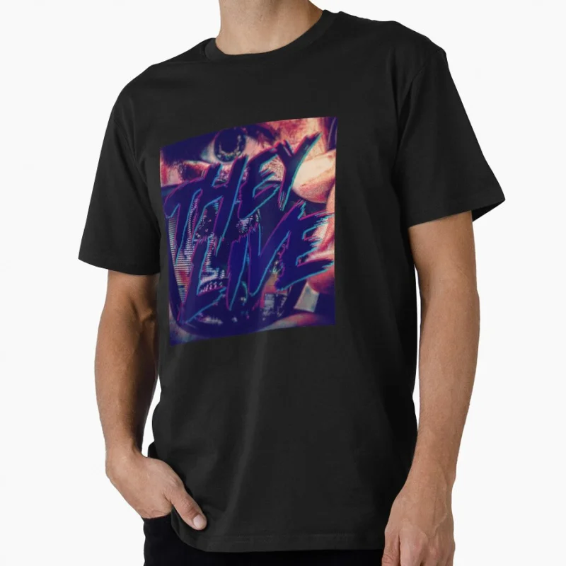 

They Live 80s Scary Monster Ghost Vintage Horror haloween Films Gift t shirt Large size tops Retro 90s movie Graphic clothes