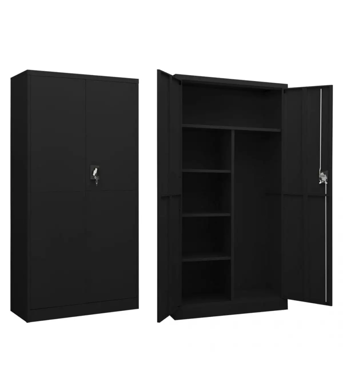 Filing cabinets black steel box office cabinet 90x40x180 cm