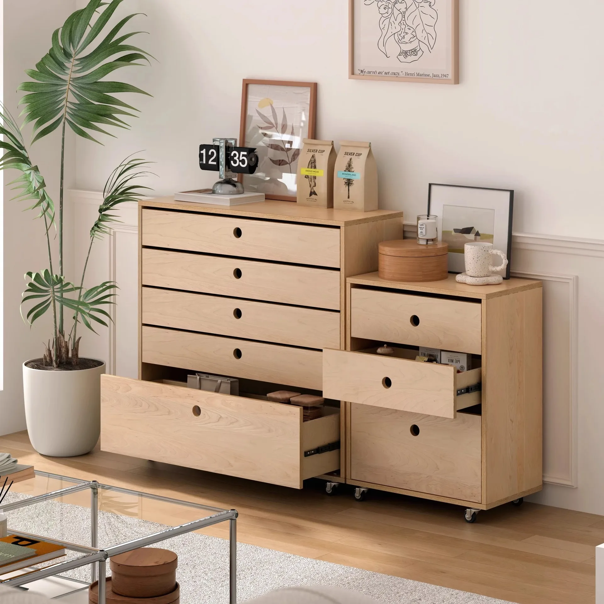 bedside cabinet Ocean board chest cabinet Living room medieval locker Removable birch coffee cabinet Simple bedside table