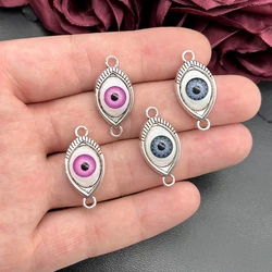 5pcs Charms 2colors Devil Eye 30x15mm Antique Silver Color Pendants Making DIY Handmade Tibetan Finding Jewelry Accessories