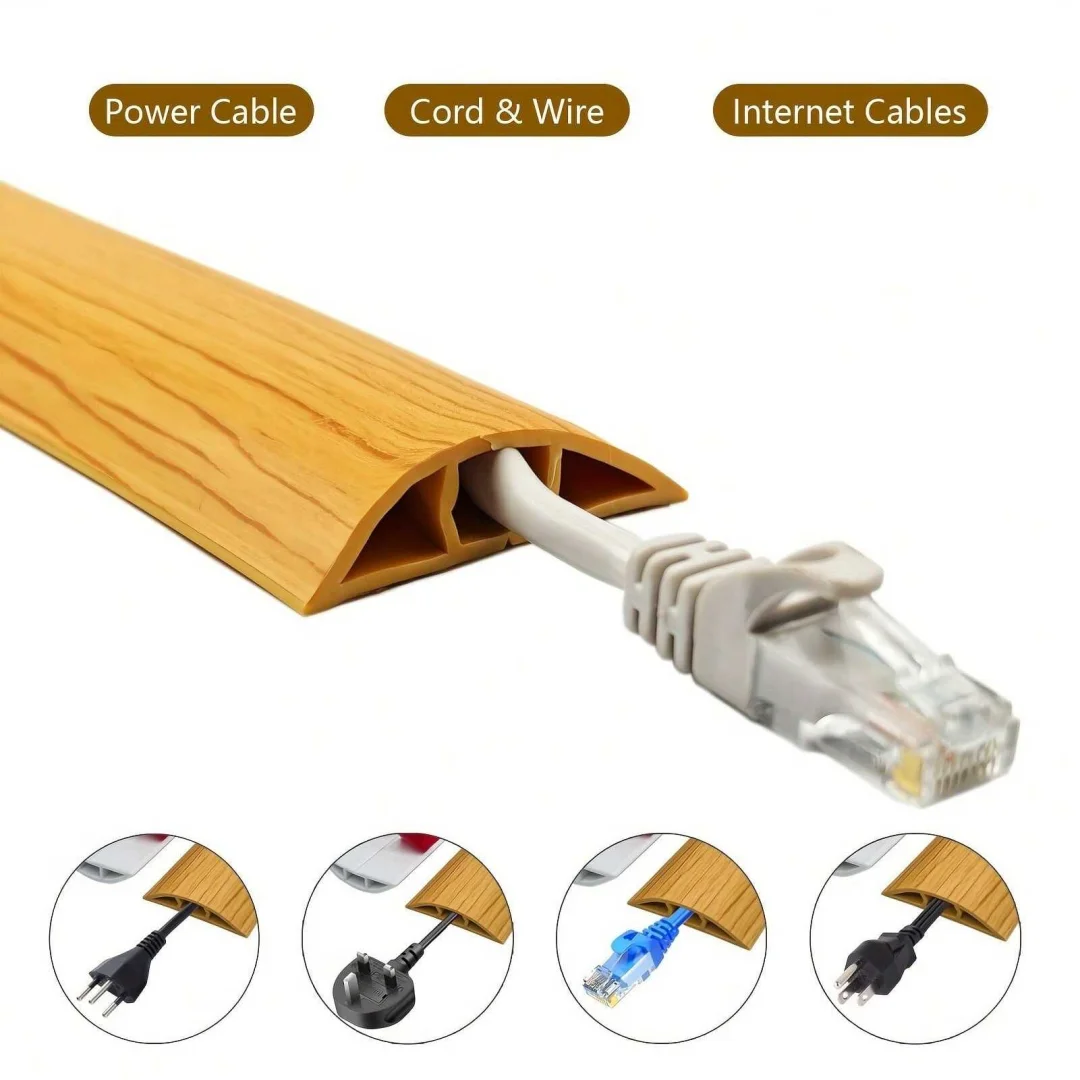 1PC 1m/39,37in PVC Boden Kabel Abdeckung Selbst-klebe Power Kabel Protector Verlängerung Elektrische Draht kanal Slot Kabel Ärmeln Hider Co