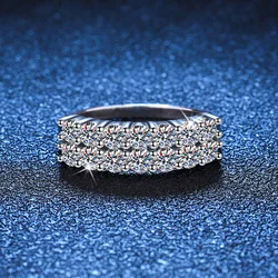 18K platinum diamond ring 1.4 carat moissanite PT950 platinum full diamond row moissanite women's ring