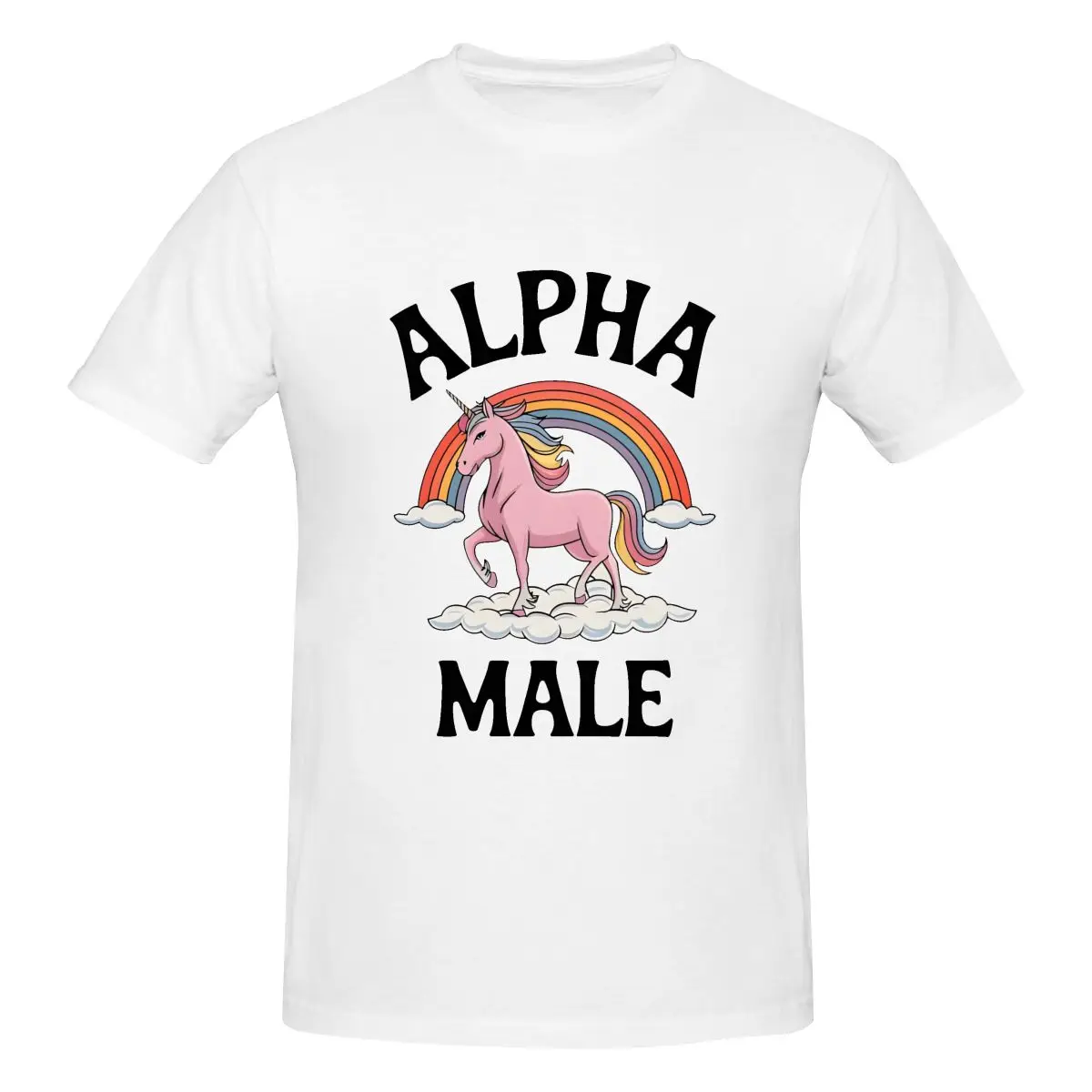 Mens Alpha Male Unicorn T-Shirt Regular Fit 100% Cotton Short Sleeve T-Shirt Tee Crew Neck Casual Tshirt