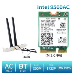 1730Mbps For Intel Dual Band Wireless AC 9560 Desktop Kit Bluetooth 5.0 802.11ac M.2 CNVI 9560NGW Wifi Card With Antenna