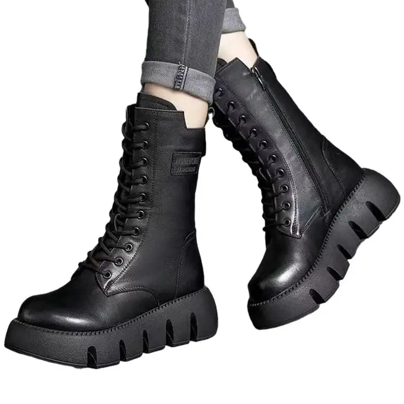 

Mid-Calf Fashion Boots Women Boots With Side Zips Soft Motorcycle Boot Birthday Christmas Gift For Girlfriend Mother Wife