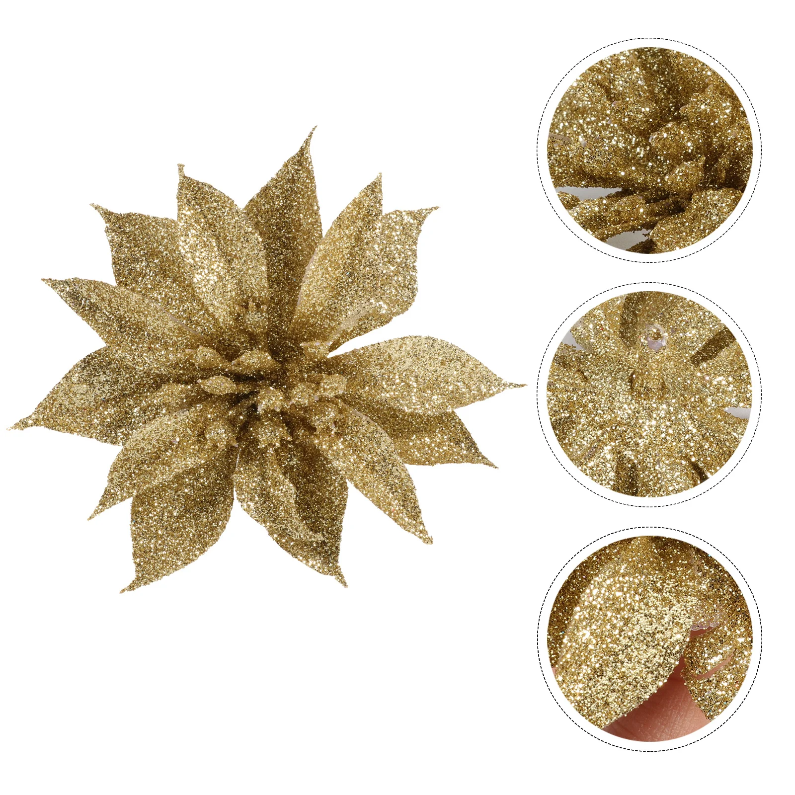 12Pcs Christmas Tree Pendant Glitter Flower Hanging Decorations for Xmas Wedding Party Home DIY Supplies Flower Pendant