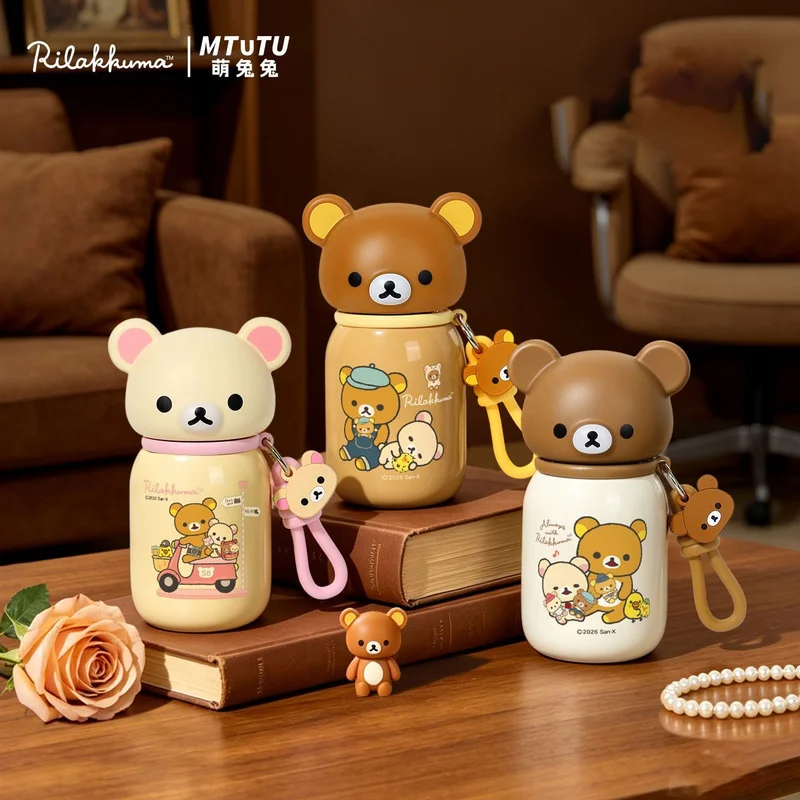 Kawaii Rilakkuma Insulated Cup 330ml Water Cup Printing Drinking Cup Easy Bear Anime Peripheral Gifts