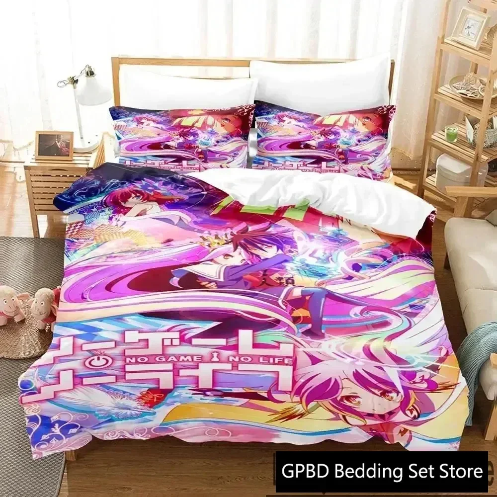 

Luxury New 3D Print No Game No Life Anime Bedding Set Boys Girls Twin Queen King Duvet Cover Bed boys Adult Home Textileextile