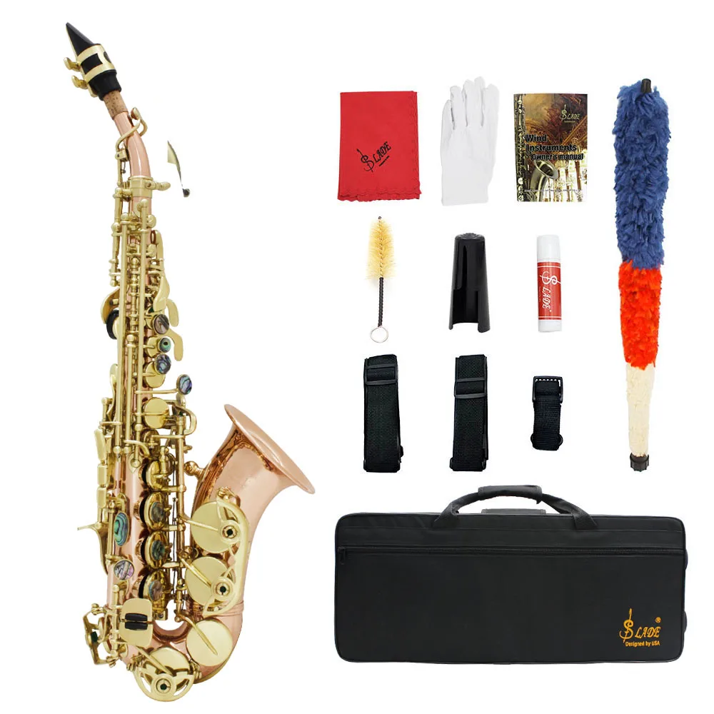 Wholesale Professional Bronze Brass Instruments Sax High Quality Excellent Rose Gold Soprano Saxophone With Accessories