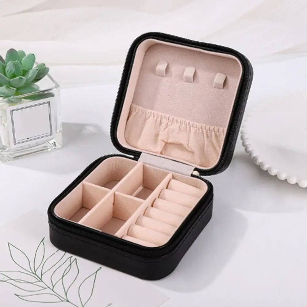 Portable Travel Jewelry Organizer Box para Mulheres, Estojo de Armazenamento Compacto para Meninas, Brincos Colares Anéis Pulseiras