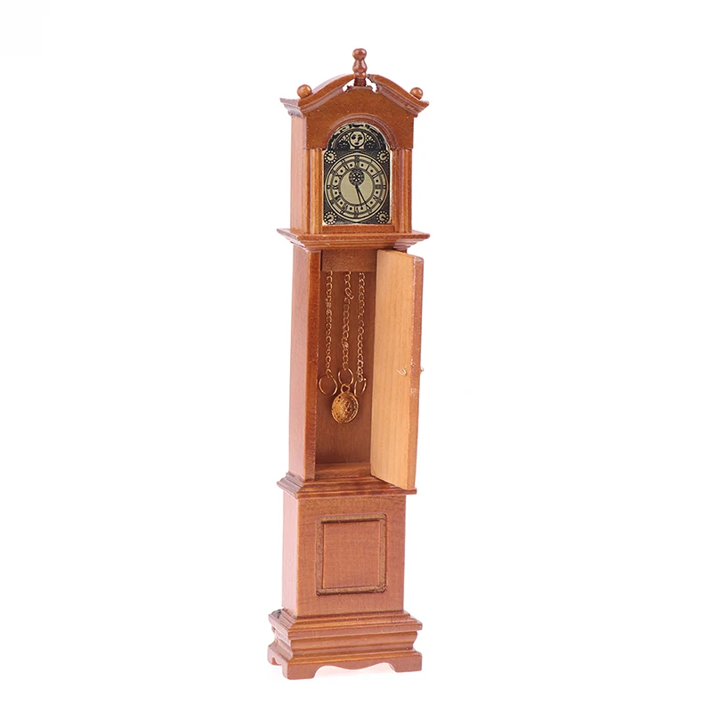

{YY30} 1:12 Dollhouse Miniature Wood Floor Clock Grandfather Clock Doll Furniture Model