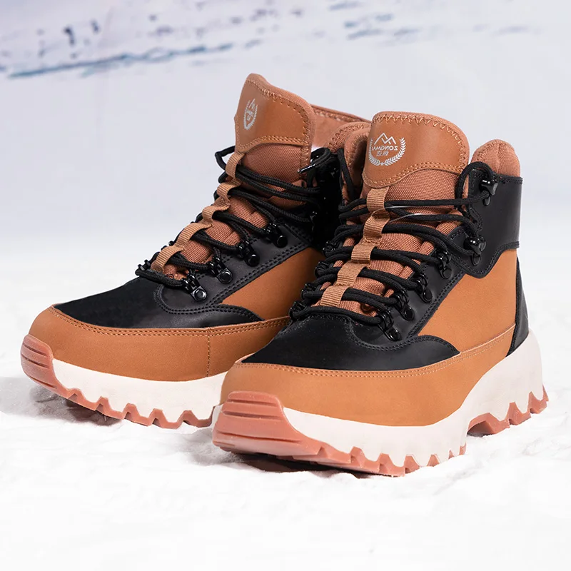 

Men's Snow Boots Winter Thick Wool Casual Outdoor Hiking Shoes Male Winter Warm Waterproof Anti Slip Work Lace-up Ankle Boots