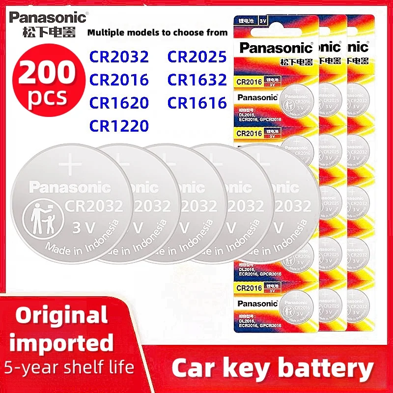 100%Original 200PCS Panasonic CR2032 bateria CR2025 3V lithium battery CR2016 CR1220 CR2012 CR1620 CR1632 CR1616 Button battery