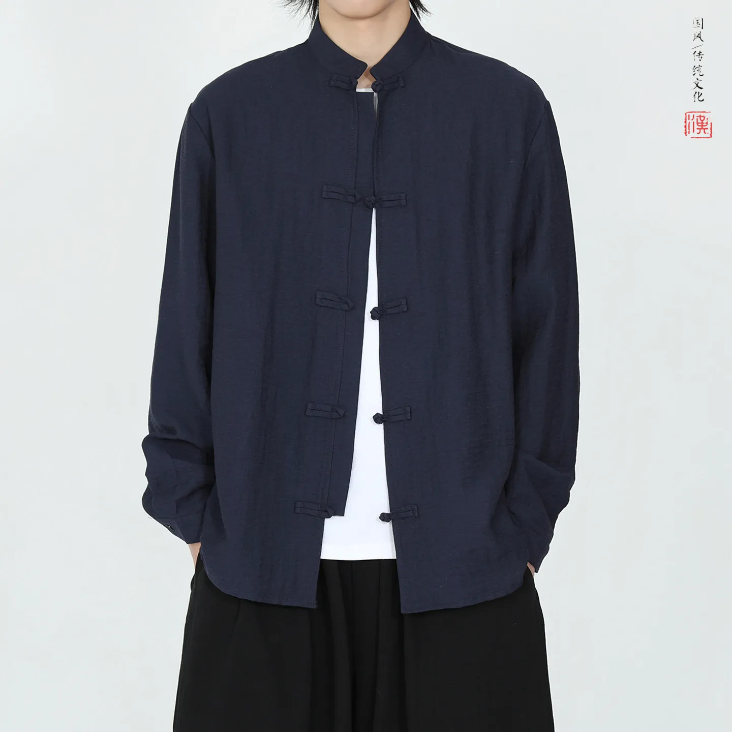 Autumn Shirts Men Traditional Inspired Hanfu Chinese Style Fashion Comfortable Shirts Men's Retro Casual Wear Taoist Costume 5XL