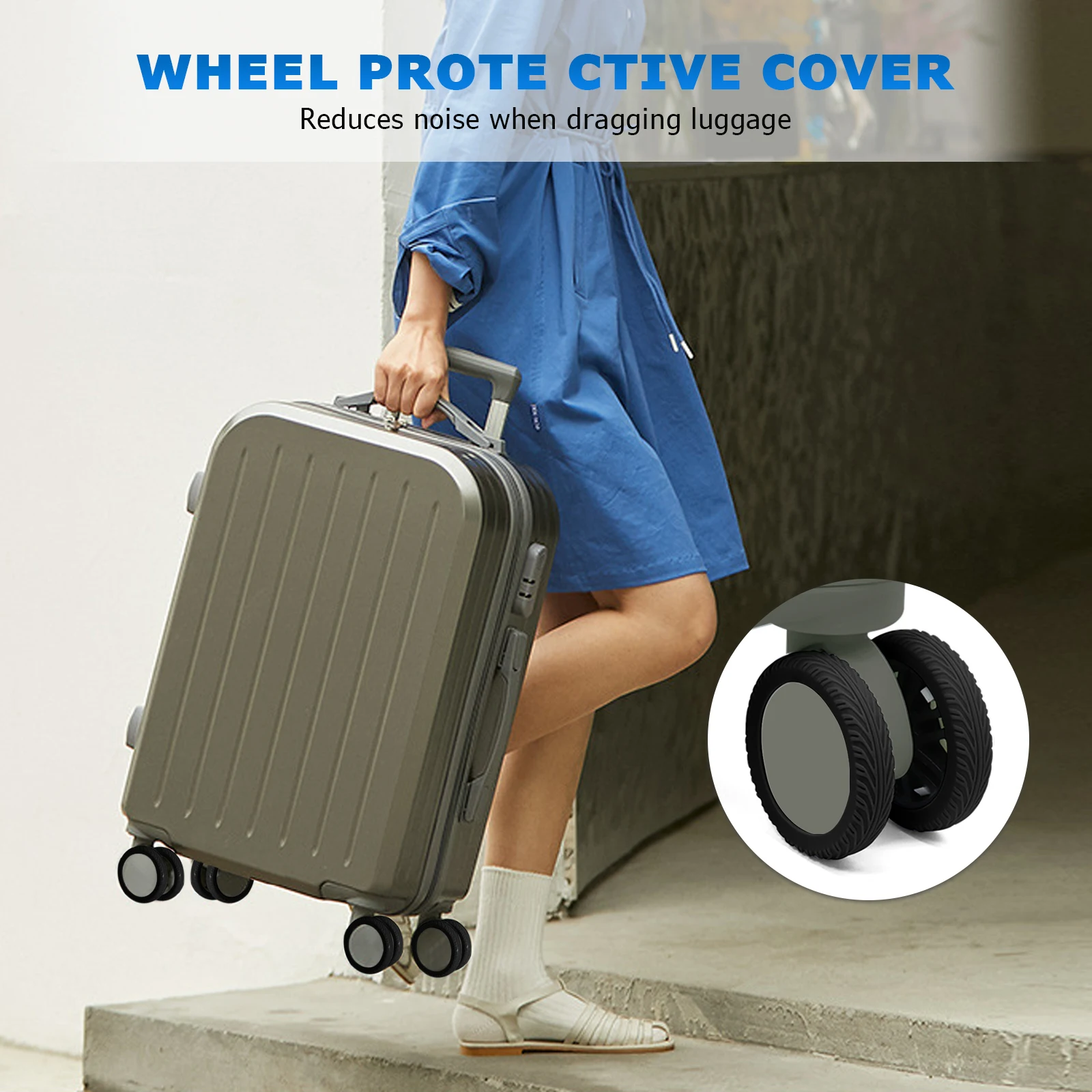 8Pcs Luggage Wheel Covers, Silicone Suitcase Wheel Protector Cover for 2-2.4\'\' Spinner Wheel, Carry on Luggage Protective Cover