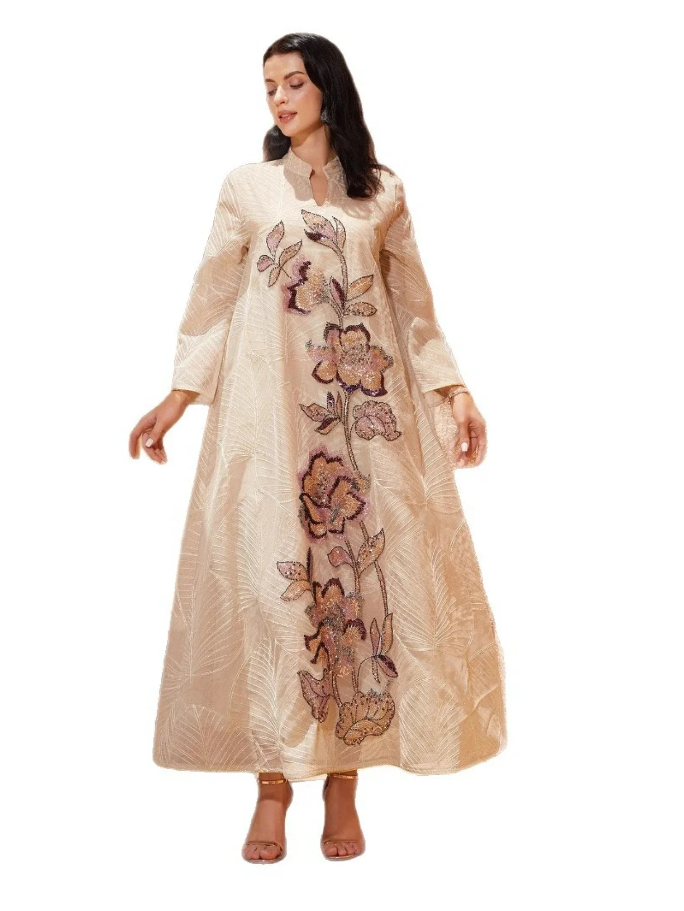 فستان العيد النسائي عباية أنيقة شبكية إسلامية رمضان جلابية مطرزة فساتين الحفلات دبي رداء طويل قفطان فيستدوس لارجوس 2026 #6