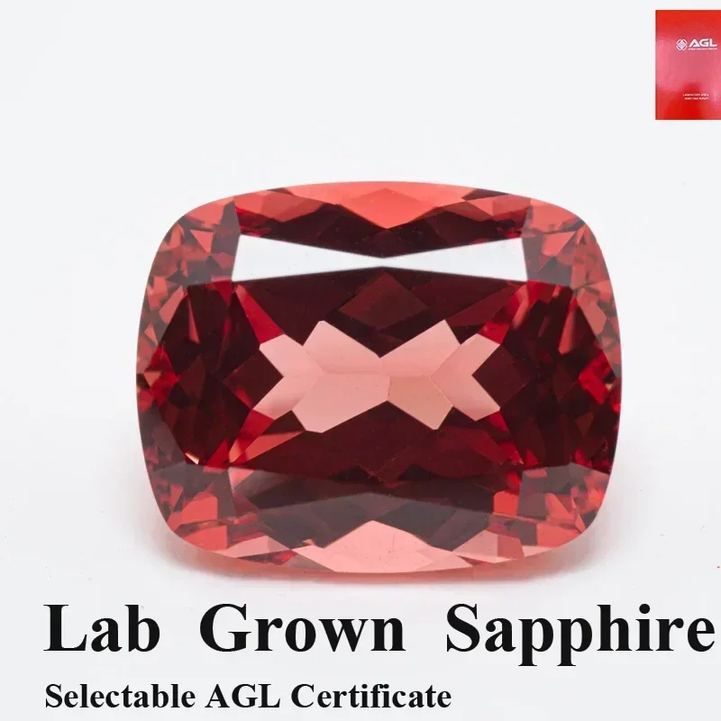 

Lab Grown Padparadscha Fire Lotus Flower Rectangular Cushion Shape Charms DIY For Jewel Making Selectable AGL Cer