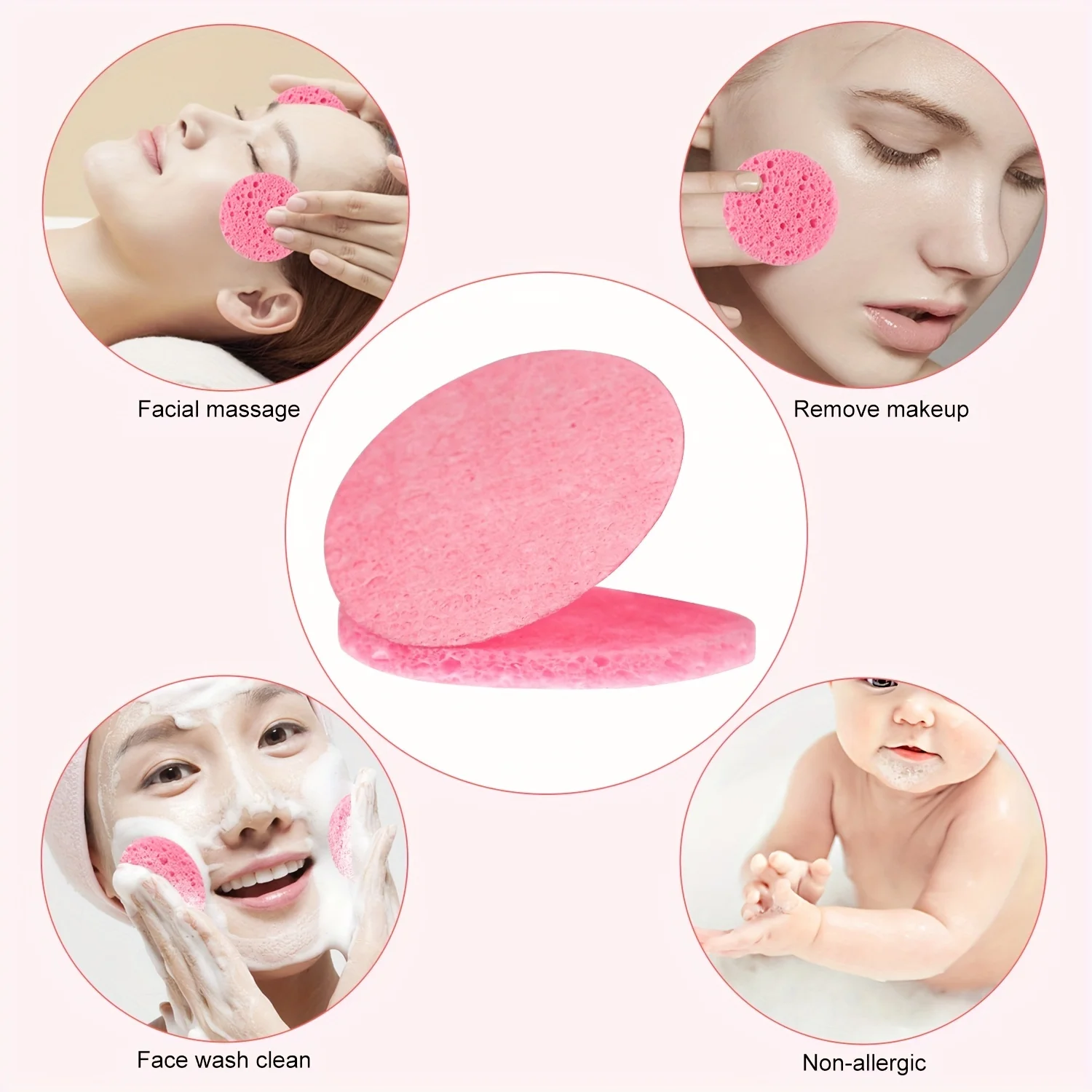 Compressed Facial Sponges, Estheticians Round Cellulose Facial Sponges,Natural Cosmetic Spa Sponges For Face Cleansing,Massage