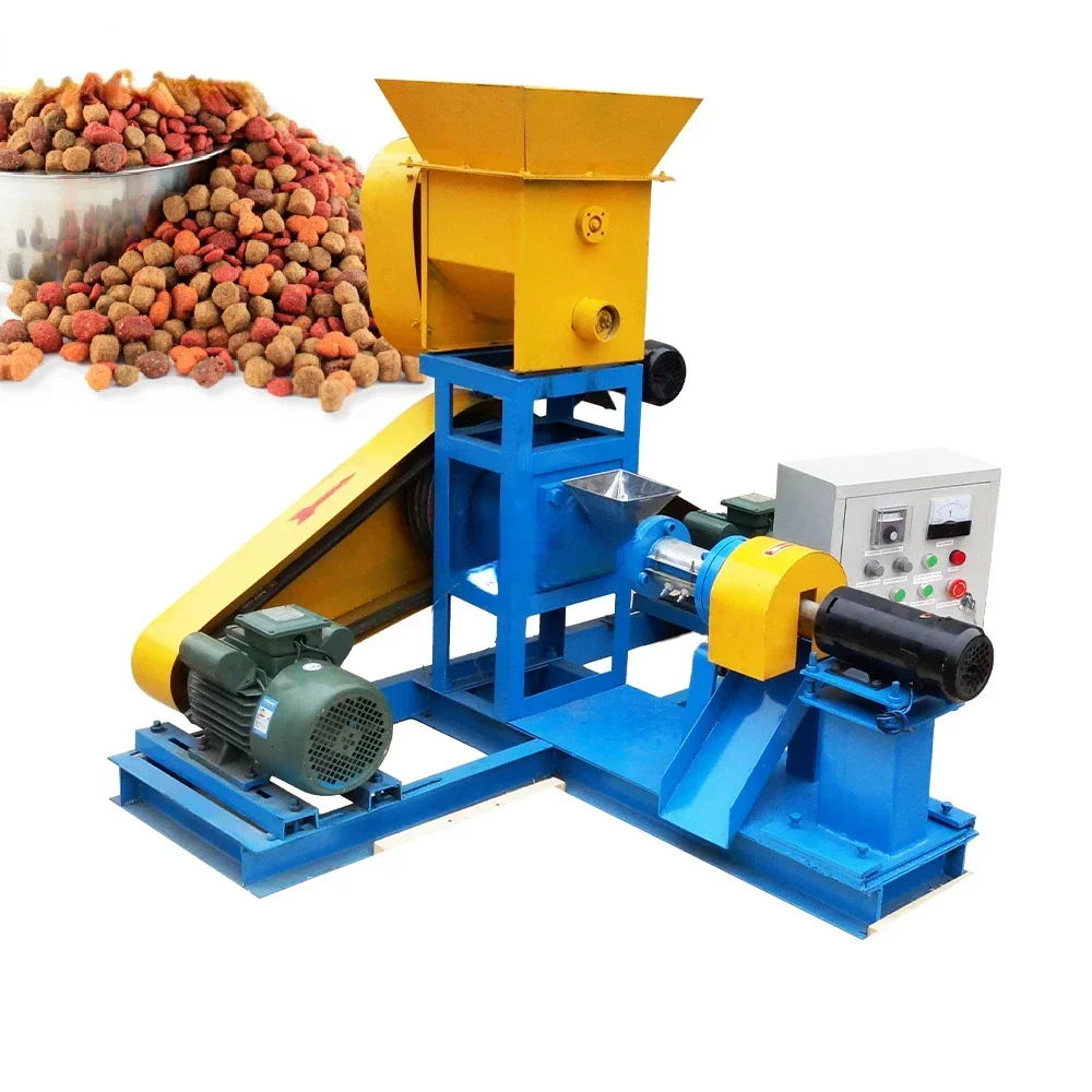 Commercial 200-250kg/h Floating Fish Feed Pellet Machine Supplier Fish Feed Extruder Machine High Quality