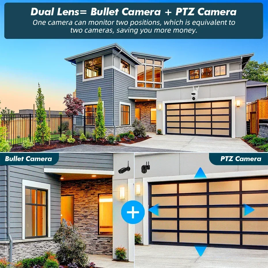 KERUI Outdoor 10MP 5K HD Dual Lens WiFi IP Camera PTZ Wireless Home Security CCTV Video Surveillance Work with Tuya Smart